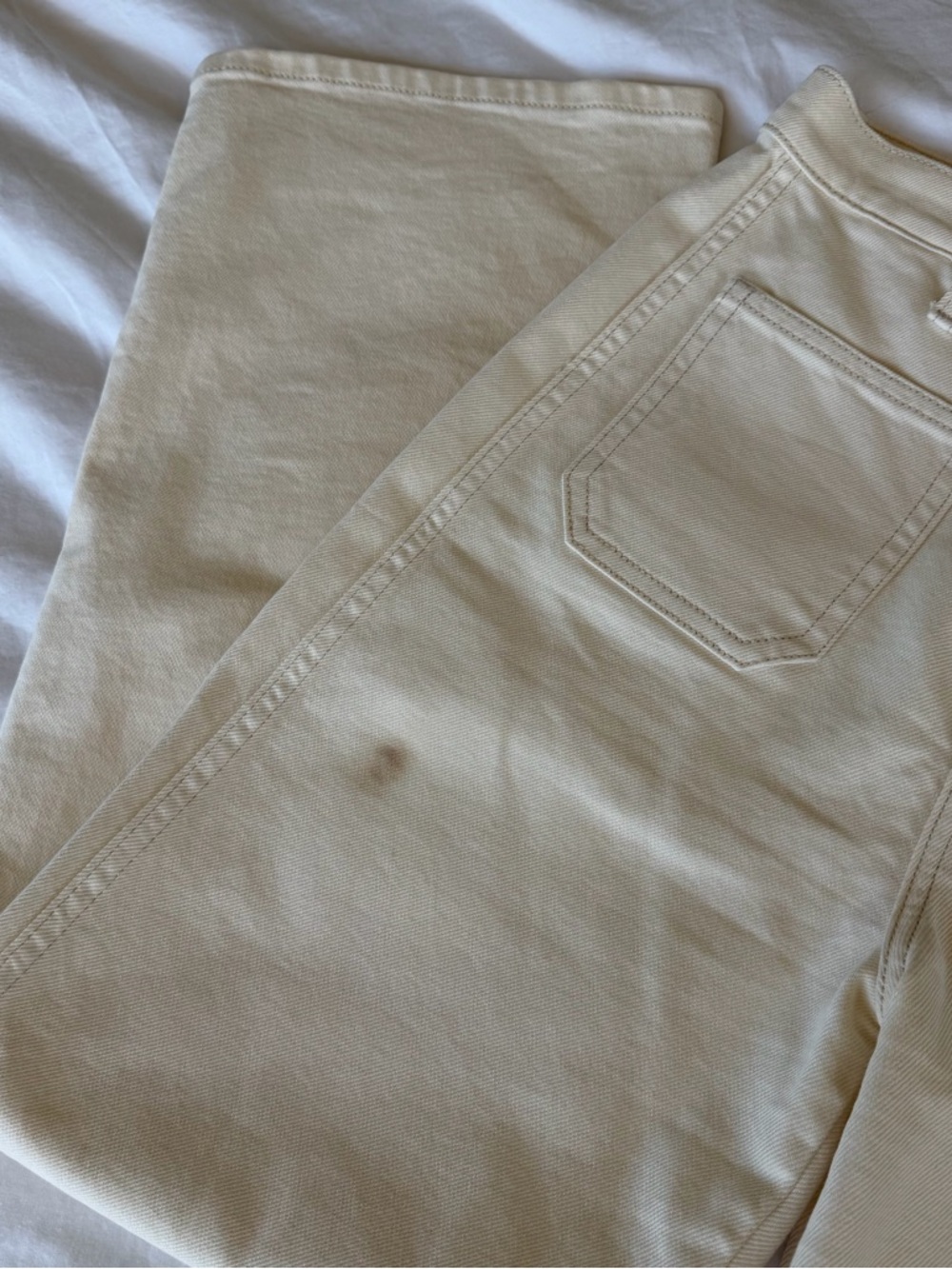 Reformation Alyssa Stretch Wide Leg Cropped Jeans in Cream - Picture 4 of 6